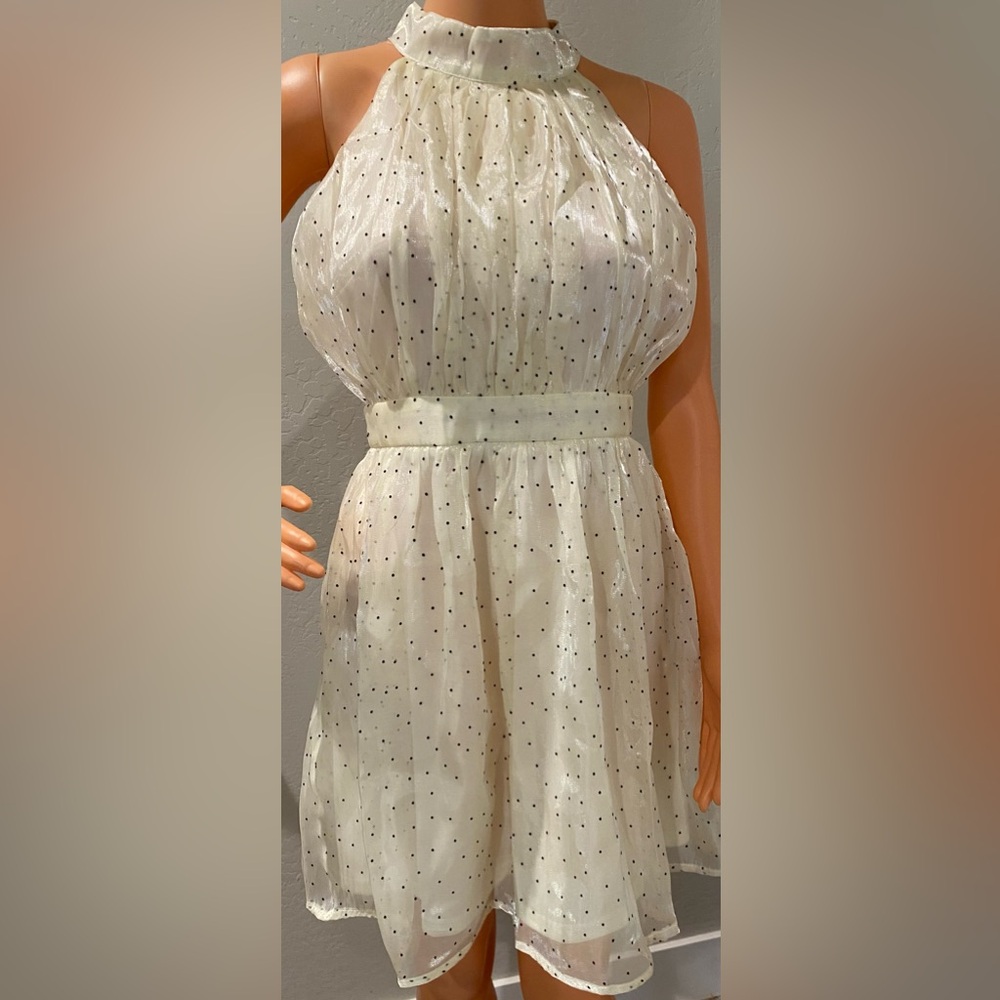 Nasty Gal Women's Dress Sexy Holiday Party Polka Dot White Ivory Small NWT New